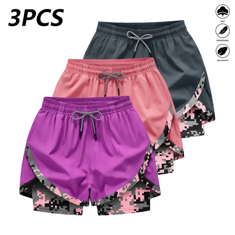 3‑Pack Women’s High‑Waist Casual Athletic Shorts – Lightweight Breathable Yoga & Summer Fitness Shorts