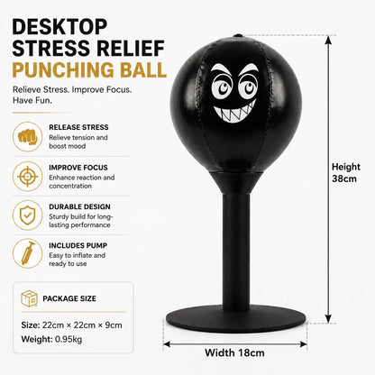 Desktop Boxing Punching Ball – Stress Relief Speed Trainer with PU Ball, Carbon‑Steel Spring & Suction Cup Mount