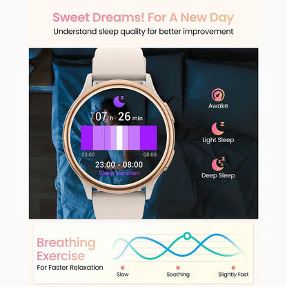 Women’s Smart Health Watch – Large Round Display, Heart Rate & Step Tracking, Bluetooth Smartwatch with IP67 Waterproof Protection (iOS & Android Compatible)