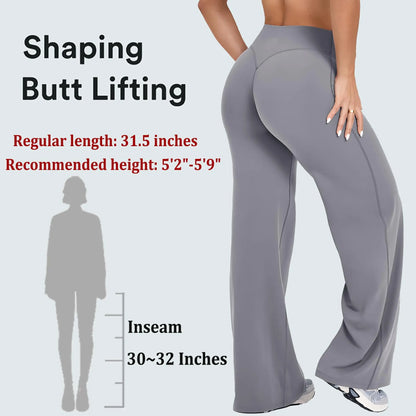 GYMER Sav Wide‑Leg Athletic Pants – Mid‑Waist Flare Yoga Pants with Tummy Control & Stretch Fabric