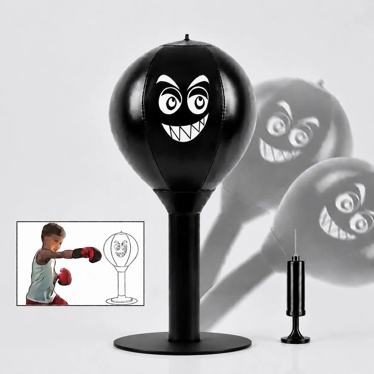 Desktop Boxing Punching Ball – Stress Relief Speed Trainer with PU Ball, Carbon‑Steel Spring & Suction Cup Mount