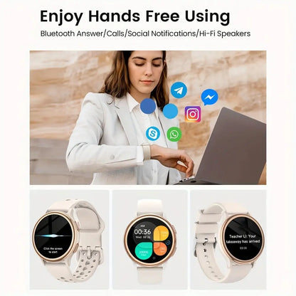 Women’s Smart Health Watch – Large Round Display, Heart Rate & Step Tracking, Bluetooth Smartwatch with IP67 Waterproof Protection (iOS & Android Compatible)