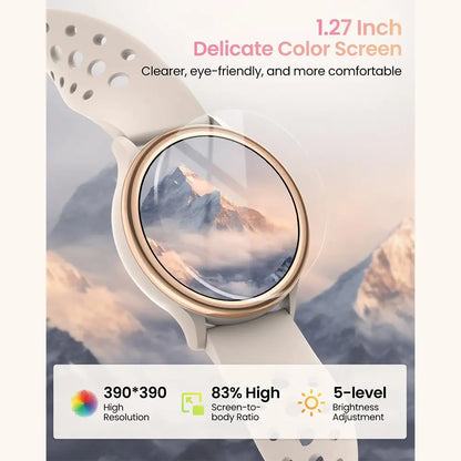 Women’s Smart Health Watch – Large Round Display, Heart Rate & Step Tracking, Bluetooth Smartwatch with IP67 Waterproof Protection (iOS & Android Compatible)