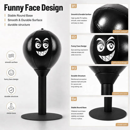 Desktop Boxing Punching Ball – Stress Relief Speed Trainer with PU Ball, Carbon‑Steel Spring & Suction Cup Mount