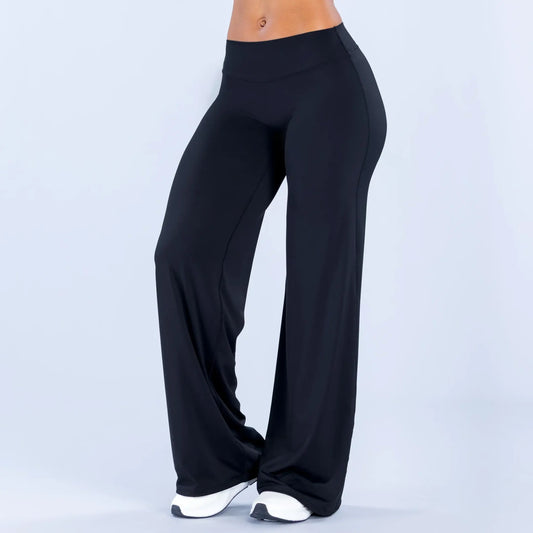 GYMER Sav Wide‑Leg Athletic Pants – Mid‑Waist Flare Yoga Pants with Tummy Control & Stretch Fabric