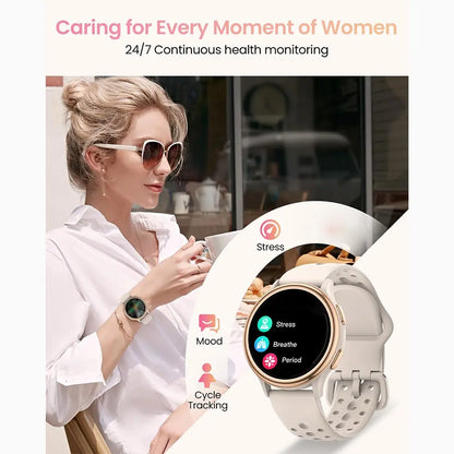 Women’s Smart Health Watch – Large Round Display, Heart Rate & Step Tracking, Bluetooth Smartwatch with IP67 Waterproof Protection (iOS & Android Compatible)