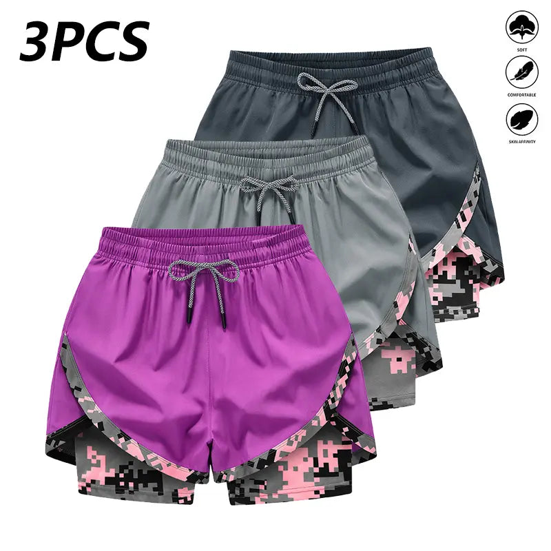 3‑Pack Women’s High‑Waist Casual Athletic Shorts – Lightweight Breathable Yoga & Summer Fitness Shorts