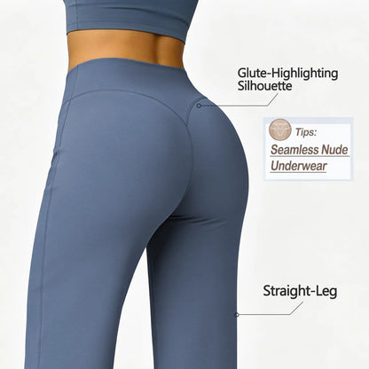GYMER Sav Wide‑Leg Athletic Pants – Mid‑Waist Flare Yoga Pants with Tummy Control & Stretch Fabric
