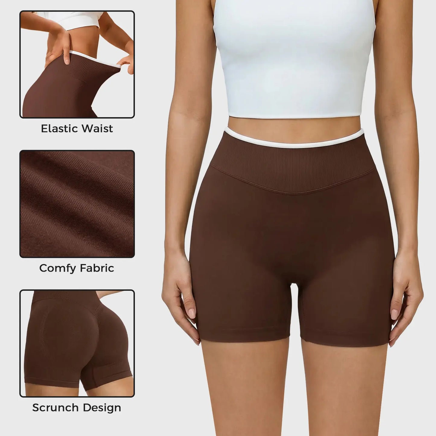 Aoysky Women’s 4.1" Scrunch Butt Biker Shorts – High‑Waisted Booty‑Lifting Yoga & Gym Running Shorts