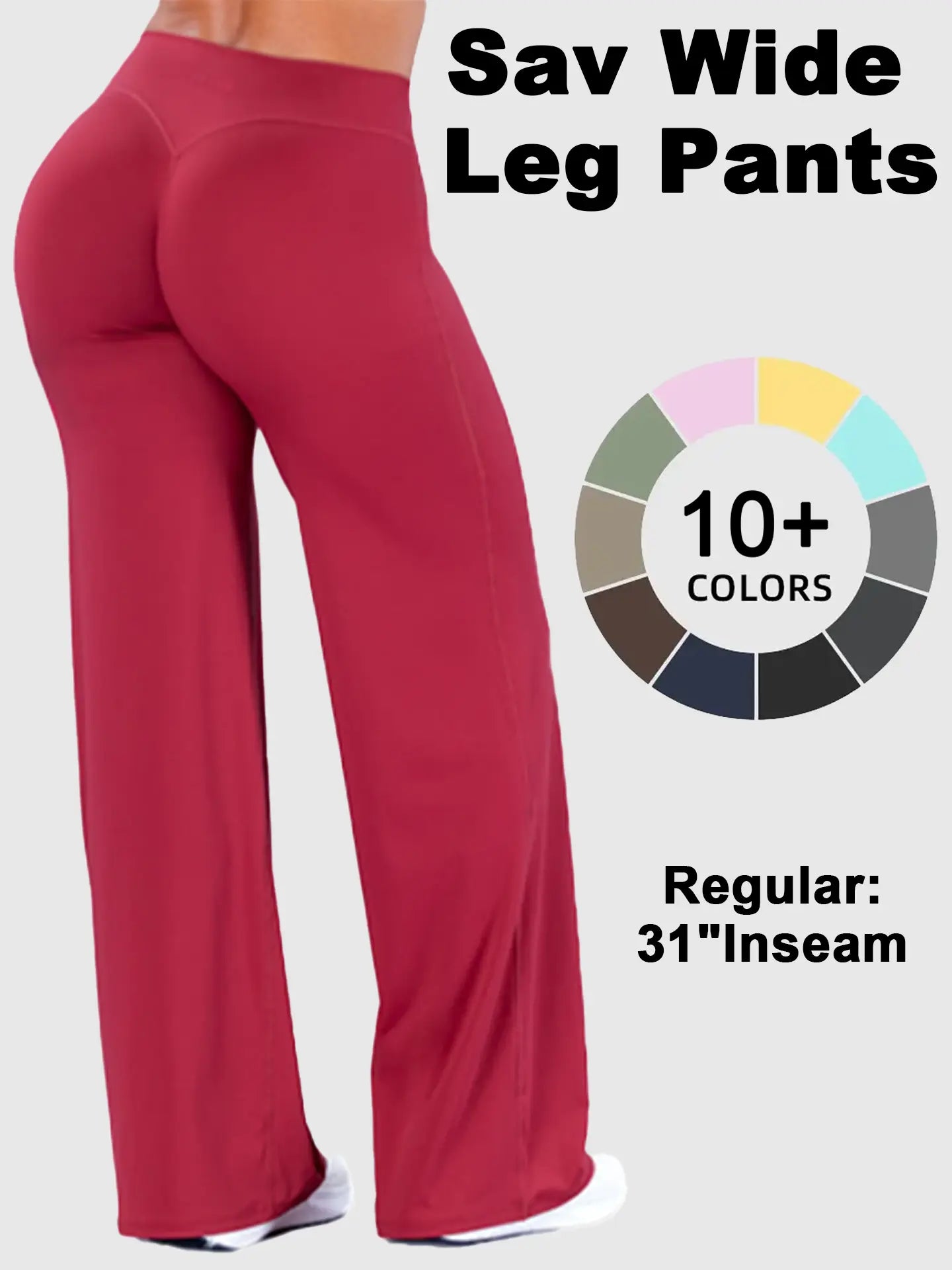 GYMER Sav Wide‑Leg Athletic Pants – Mid‑Waist Flare Yoga Pants with Tummy Control & Stretch Fabric