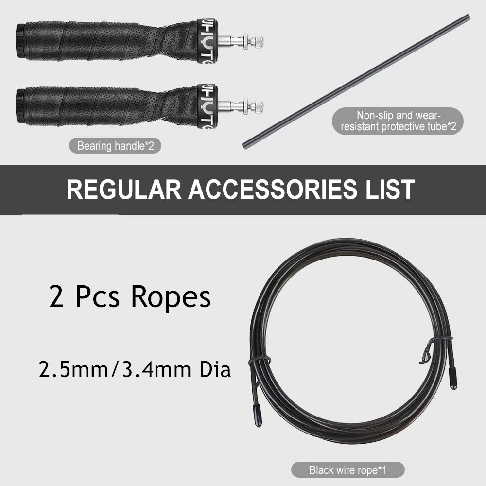 Weighted Jump Rope – Adjustable Tangle‑Free Speed Rope with Ball Bearings, 2.5mm & 3.4mm Cables for Fitness, Double Unders & Muscle Endurance