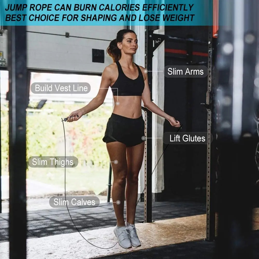 Weighted Jump Rope – Adjustable Tangle‑Free Speed Rope with Ball Bearings, 2.5mm & 3.4mm Cables for Fitness, Double Unders & Muscle Endurance