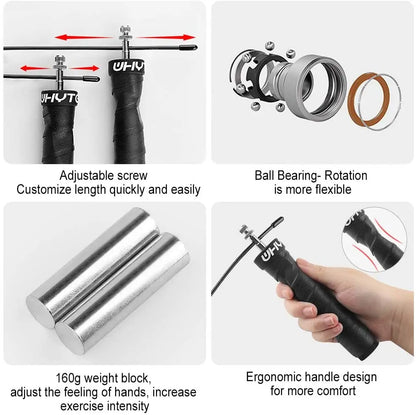 Weighted Jump Rope – Adjustable Tangle‑Free Speed Rope with Ball Bearings, 2.5mm & 3.4mm Cables for Fitness, Double Unders & Muscle Endurance