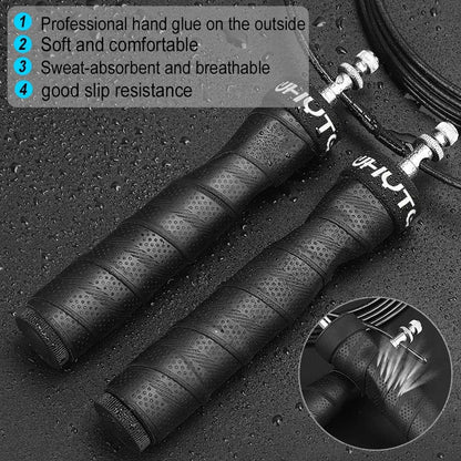 Weighted Jump Rope – Adjustable Tangle‑Free Speed Rope with Ball Bearings, 2.5mm & 3.4mm Cables for Fitness, Double Unders & Muscle Endurance