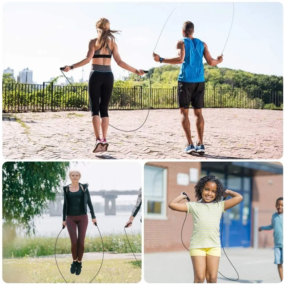 Weighted Jump Rope – Adjustable Tangle‑Free Speed Rope with Ball Bearings, 2.5mm & 3.4mm Cables for Fitness, Double Unders & Muscle Endurance
