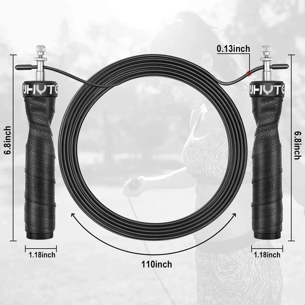 Weighted Jump Rope – Adjustable Tangle‑Free Speed Rope with Ball Bearings, 2.5mm & 3.4mm Cables for Fitness, Double Unders & Muscle Endurance