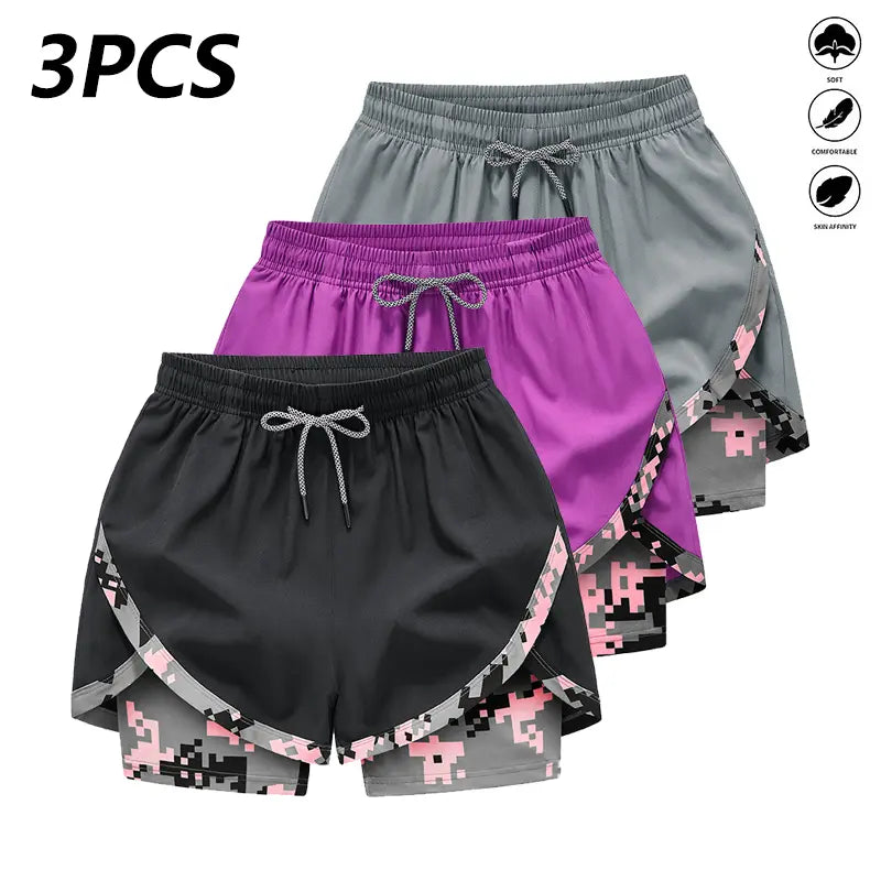 3‑Pack Women’s High‑Waist Casual Athletic Shorts – Lightweight Breathable Yoga & Summer Fitness Shorts