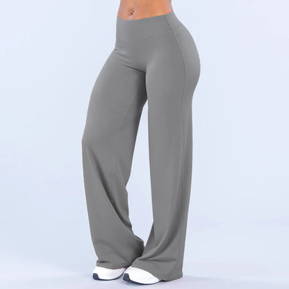 GYMER Sav Wide‑Leg Athletic Pants – Mid‑Waist Flare Yoga Pants with Tummy Control & Stretch Fabric