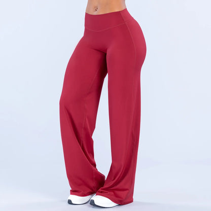 GYMER Sav Wide‑Leg Athletic Pants – Mid‑Waist Flare Yoga Pants with Tummy Control & Stretch Fabric