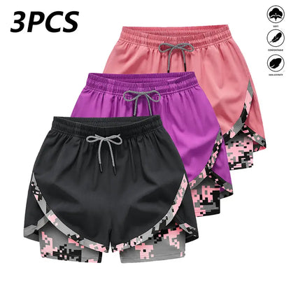 3‑Pack Women’s High‑Waist Casual Athletic Shorts – Lightweight Breathable Yoga & Summer Fitness Shorts