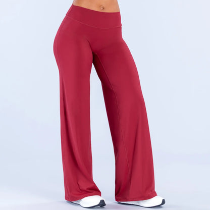 GYMER Sav Wide‑Leg Athletic Pants – Mid‑Waist Flare Yoga Pants with Tummy Control & Stretch Fabric